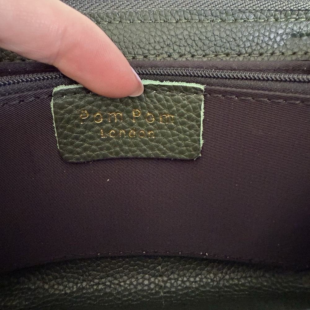 Pom Pom London Leather Forrest Green Chelsea Wallet Full Zip Around Card Case - Picture 11 of 14